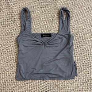 White Fox Boutique Blue Ruched Sleeveless Tank Top